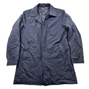 JWN John Nordstrom Raincoat Mens Large Navy Quilted Lined Traditional Fit NEW